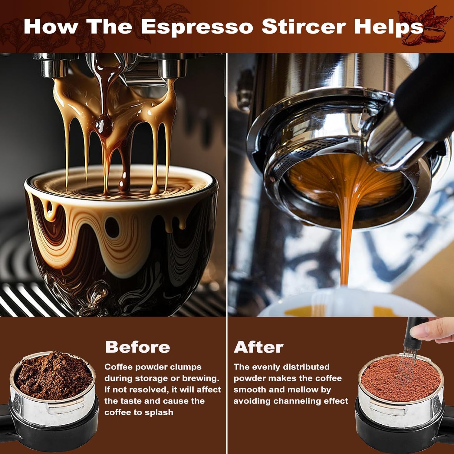 WDT Tools Espresso Puck Screen, 51mm Espresso Accessories Kit - 150μm Puck Screen Set, 0.25mm 316 Stainless Steel 8 Needles Coffee Distribution Stirrer, Portafilter Dosing Ring for Barista Black