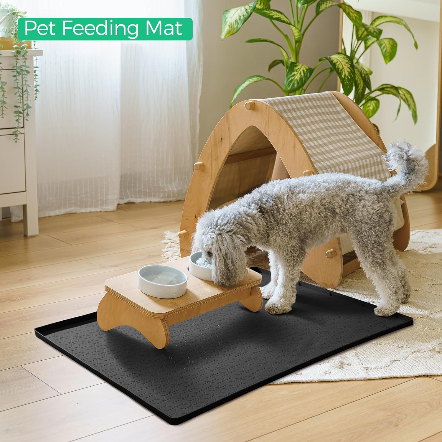 TRZZ Silicone Waterproof Under Sink Mat 28" x 19", Drip Tray and Cabinet Liner for Kitchen and Bathroom, Prevents Water Damage and Organizes Cabinets (Black)