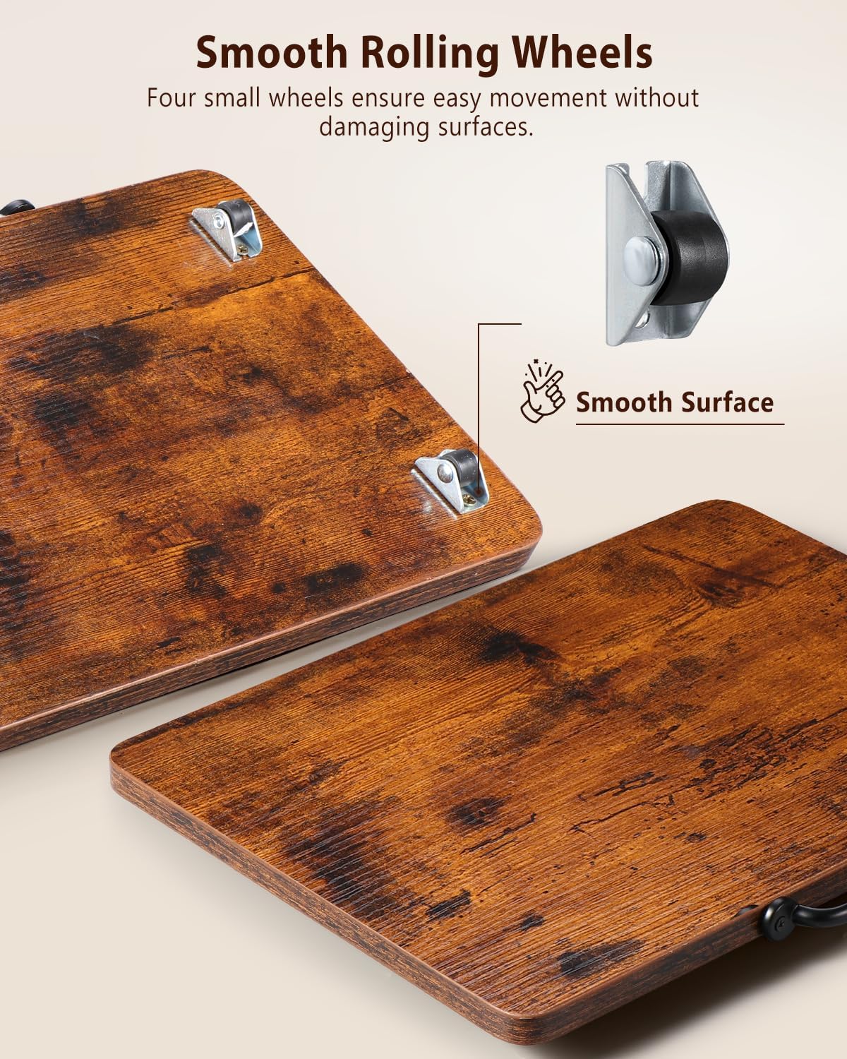 Appliance Slider, Sliding Tray for Coffee Maker, Coffee Pot Slider for Countertop, Kitchen Appliance Rolling Tray with Rubber Wheels (Rustic Brown, Medium - Wide (13” x 9.5”))