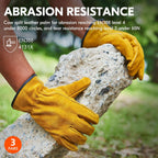 Vgo... 3-Pairs Unlined Cowhide Split Leather Work and Driver Gloves, for Heavy Duty, Truck Driving, Warehouse, Gardening, Farm (Size XL, Gold, CB9501)