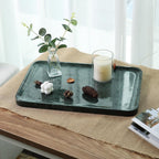 Marble Vanity Tray, 18in Stone for Bathroom Countertop, 17 3/4'' Oversized Dresser Decorative Organizer, Luxury Kitchen Serving Plate, Kitchen Sink Storage Tray, Perfume, Jewelry Holder(Green)