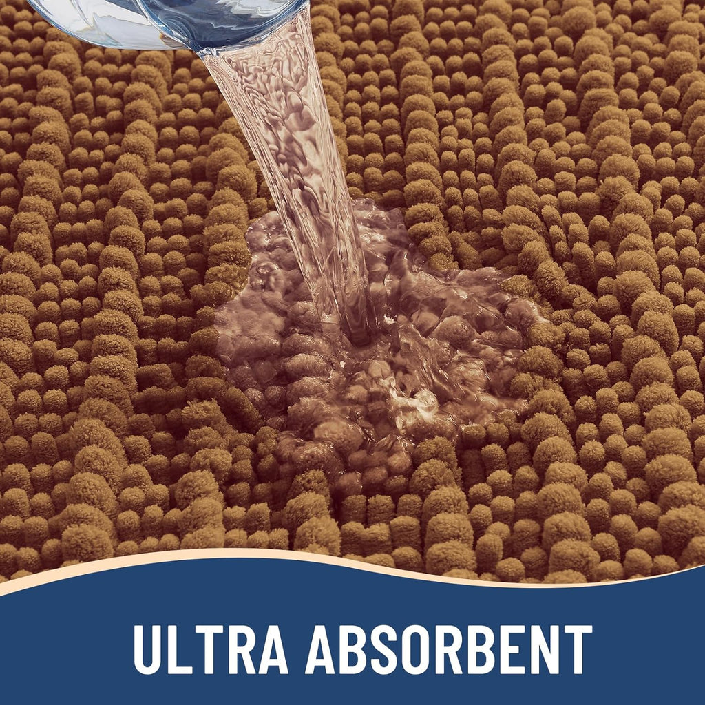 Arotive Luxury Chenille Bathroom Rug Mat, Extra Soft Thick Absorbent Shaggy Bath Rugs, Non-Slip Machine Wash Dry, Plush Bath Mats for Bathroom, Shower and Tub, 36x24, Ochre