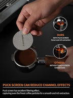 54mm Bottomless Portafilter with Puck Screen | Fits for 54mm Breville Machines | Stainless Steel portafilter and Walnut wood Handle|Espresso Machine Accessories(Walnut)