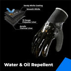 Waterproof Gloves Bulk Pack for Men and Women, 3 Pairs, Freezer Gloves with Grip, Double Nitrile Dipped for Extreme Oil Repellent, for Construction, Mechanics, Mining, Plumbing, Black, X-Large