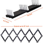 Dseap Accordian Wall Hanger: Wooden Coat Rack Wall Mounted, Hat Racks for Baseball Caps, Mug Rack, 16 Peg Hooks, Black & White