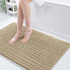 Arotive Luxury Chenille Bathroom Rug Mat, Extra Soft Thick Absorbent Shaggy Bath Rugs, Non-Slip Machine Wash Dry, Plush Bath Mats for Bathroom, Shower and Tub, 45x27, Beige