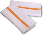 New Cotton Blend White Restaurant Bar Mops Kitchen Towels (36, Gold Stripe)