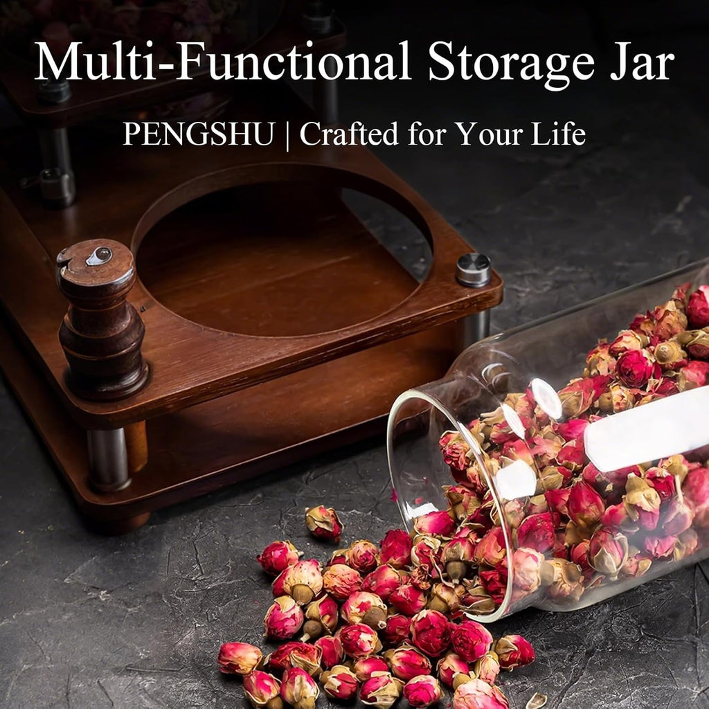 Glass Jars with Airtight Wood Lids - 57 oz Large Kitchen and Pantry Storage Containers, Canisters for Spaghetti, Noodles, Pasta, Ground Coffee, Sugar, Cereal, Set of 2