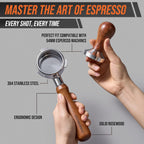 54mm Bottomless Portafilter-Tamper-Milk Frother-WDT Tool-Breville-Rosewood -Barista Coffee Espresso machine Accessories-Premium-Gift for Coffee Lovers MODBARISTA Premium Barista 4-IN-1 kit