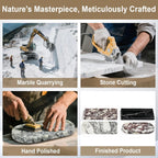 Natural Marble Vanity Tray - Moujings Genuine Marble Perfume Tray for Bathroom Decor, Stone Bathroom Vanity Organizer Tray for Kitchen Counter, Candles, Jewelry, Coffee, Makeup, Key