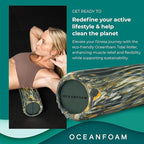 Oceanfoam Tidal Roller - Hunter, Gold & Natural Marbled - Muscle Massage Foam Roller for Back Pain & Stretching - Firm & Ergonomic Wide Wave Textured - Yoga, Athletics, Wellness - Full Size, 20" x 5"