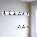 SKOLOO 36-Inch White Wood Coat Rack Wall Mount with 6 Triple Hooks - Ideal for Family Entrances, Classrooms, and Pet Supplies Storage - Perfect Coat Hooks for Wall