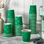 100 Count 8 OZ Coffee Cups with Lids, Insulated Ripple Wall Paper Hot Coffee Cups for Hot Drinks