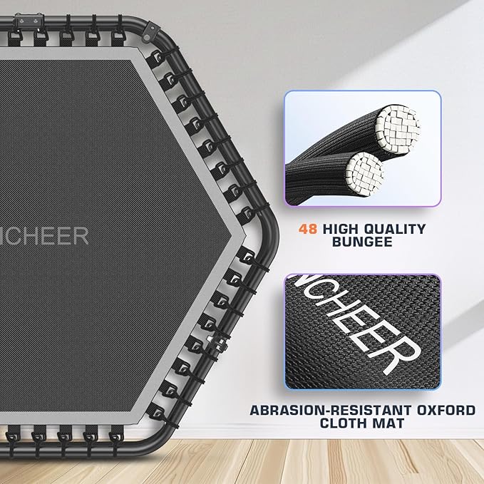 ANCHEER 50" Rebounder Trampoline for Adults- 2025 Foldable Mini Trampoline with Bar- Exercise Trampoline for Adults, Max Load 450lbs/550lbs, for Indoor/Garden Workout