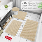 Arotive Luxury Chenille Bathroom Rug Mat, Extra Soft Thick Absorbent Shaggy Bath Rugs, Non-Slip Machine Wash Dry, Plush Bath Mats for Bathroom, Shower and Tub, 30x20, Cream Beige