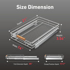 Pull Out Cabinet Organizer(14" W x 21" D), Heavy Duty Slide Out Pantry Shelves, Storage Shelf Drawer Basket for 15-1/4” Cabinet Opening, Pull Shelf Storage for Pots, Chrome