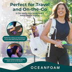 Oceanfoam Ripple Travel Foam Roller (11" x 3.35") Firm Mini Foam Roller for Physical Therapy, Deep Tissue Massage, Back Pain - High Density, Wave Textured - Yoga (Purple, Gold & Natural Marbled)