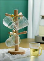 2 Pieces Mug Holder Tree,Coffee Cup Holder with 6 Hooks, Wood Mug Rack for Counter,Coffee Bar Accessories and Orgnizer Station