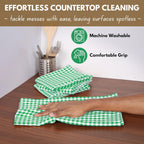 Native Fab Set of 12 Gingham Mini Check Kitchen Towels 16"x26" - Cotton Dish Towels - Soft Absorbent Hand Towels with Hanging Loop, Washcloths for Quick Drying, Cleaning - Green White