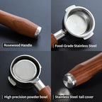 58mm Bottomless Portafilter | Fits for E61 Group Head 2 Ears machines| Stainless Steel portafilter and Rosewood Handle|Espresso Machine Accessories(Rosewood)