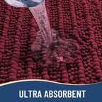 Arotive Luxury Chenille Bathroom Rug Mat, Extra Soft Thick Absorbent Shaggy Bath Rugs, Non-Slip Machine Wash Dry, Plush Bath Mats for Bathroom, Shower and Tub, 60x24, Burgundy