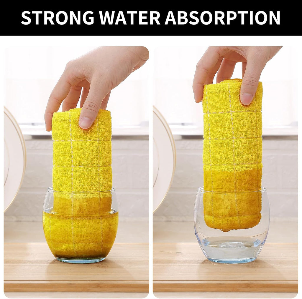 Homaxy 100% Cotton Terry Kitchen Dish Cloths, Ultra Soft and Absorbent Dish Towels for Kitchen, Perfect for Drying and Washing Dishes, 8 Pack, 12 x 12 Inches, Yellow