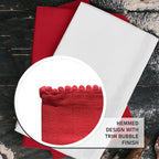 TARAN LIVING Kitchen Towels Cotton Solid Dish Cloths Kitchen Hand Towel Reusuable Dish Towel for Cleaning Tea Towels Set with Hanging Loop - 18"x 28",Red & White, Pack of 2