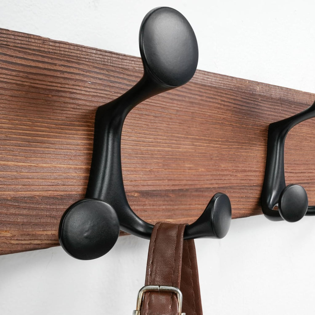 SKOLOO 36-Inch Wood Coat Rack Wall Mount with 6 Triple Hooks - Ideal for Family Entrances, Classrooms, and Pet Supplies Storage - Perfect Coat Hooks for Wall,Charred Golden Brown