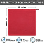 Kitinjoy 100% Cotton Kitchen Dish Cloths, 12 Pack Waffle Weave Ultra Soft Absorbent Dish Towels for Drying Dishes Quick Drying Kitchen Towels Dish Rags, 12 X 12Inch, Red