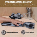 Native Fab 12 Pack Buffalo Check Kitchen Dish Towels, Cotton, Durable, Washable 16"x26" - Tea Towels, Soft Absorbent Cleaning Towel, Hand Towels with Hanging Loop - Black, Grey