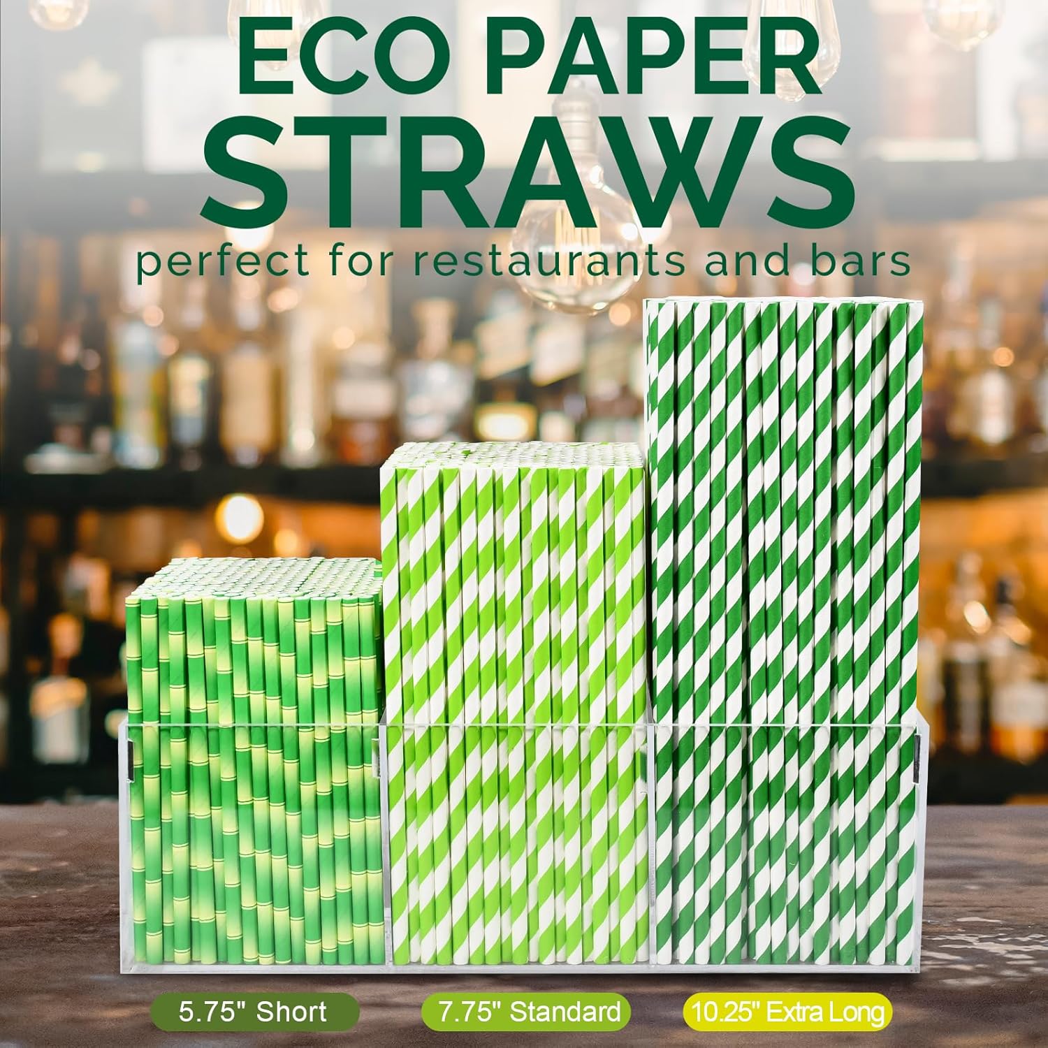 5.75 inch Short Bamboo Paper Straws & Stirrers for Cocktail and Coffee - 100% Biodegradable and Compostable [500 Counts]