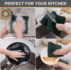 Kitinjoy 100% Cotton Kitchen Dish Cloths, 6 Pack Waffle Weave Ultra Soft Absorbent Dish Towels for Drying Dishes Quick Drying Kitchen Towels Dish Rags, 12 X 12 Inches, Blackish Green
