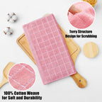 Homaxy 100% Cotton Terry Kitchen Dish Cloths, Ultra Soft and Absorbent Dish Towels for Kitchen, Suitable for Drying and Washing Dishes, 12 Pack, 12 x 12 Inches, Pink