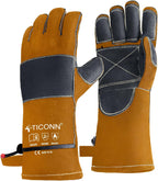 TICONN Welding Gloves, 1000°F Heat-Resistant Fireproof Leather Gloves for Welders, Stick, Forge, Mig, Tig, BBQ, Baking, Oven