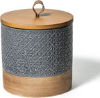 Ceramic Jar with Lid Airtight, Coffee Canister Kitchen Food Storage Jars for Spice Sugar Salt, Coffee Bar Accessories Decorative Container for Countertop - Gray & 42 fl.oz