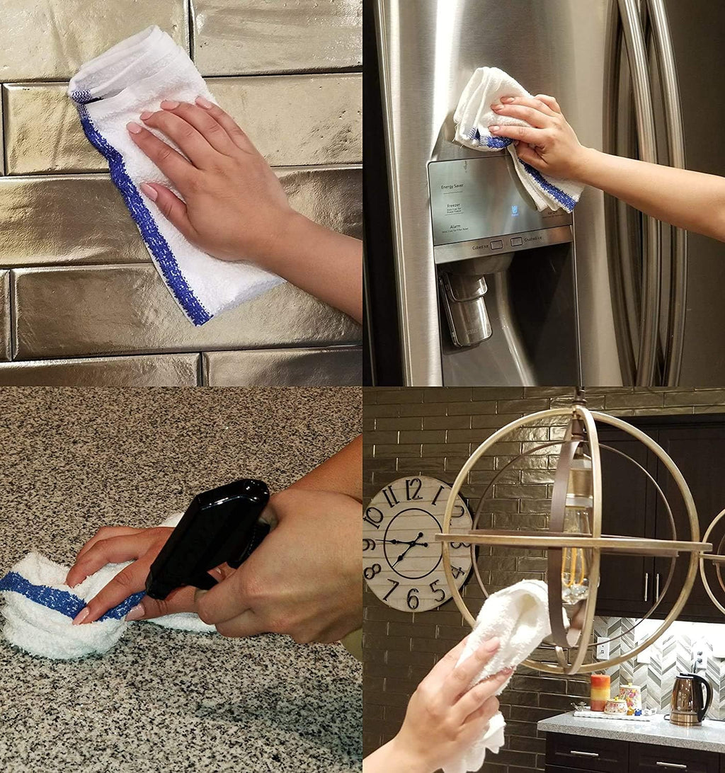 GOLD TEXTILES New Cotton Blend White Restaurant Bar Mops Kitchen Towels (12, White)