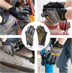 HANDLANDY Mens Work Gloves Touch screen, Utility Mechanic Gloves, Flexible Breathable Fit- Padded Knuckles & Palm