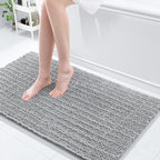 Arotive Luxury Chenille Bathroom Rug Mat, Extra Soft Thick Absorbent Shaggy Bath Rugs, Non-Slip Machine Wash Dry, Plush Bath Mats for Bathroom, Shower and Tub, 47x24, Light Grey