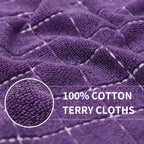 Homaxy 100% Cotton Terry Kitchen Towels(Purple, 13 x 28 inches), Checkered Designed, Soft and Super Absorbent Dish Towels, 4 Pack