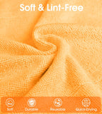 Roll of Microfiber Cleaning Cloth –100 Pack, Tear Away Microfiber Towels, Reusable, Washable, Scratch-Free, Cleaning Supplies, Kitchen Towels for Car, Home, Kitchen (Tangerine Yellow)