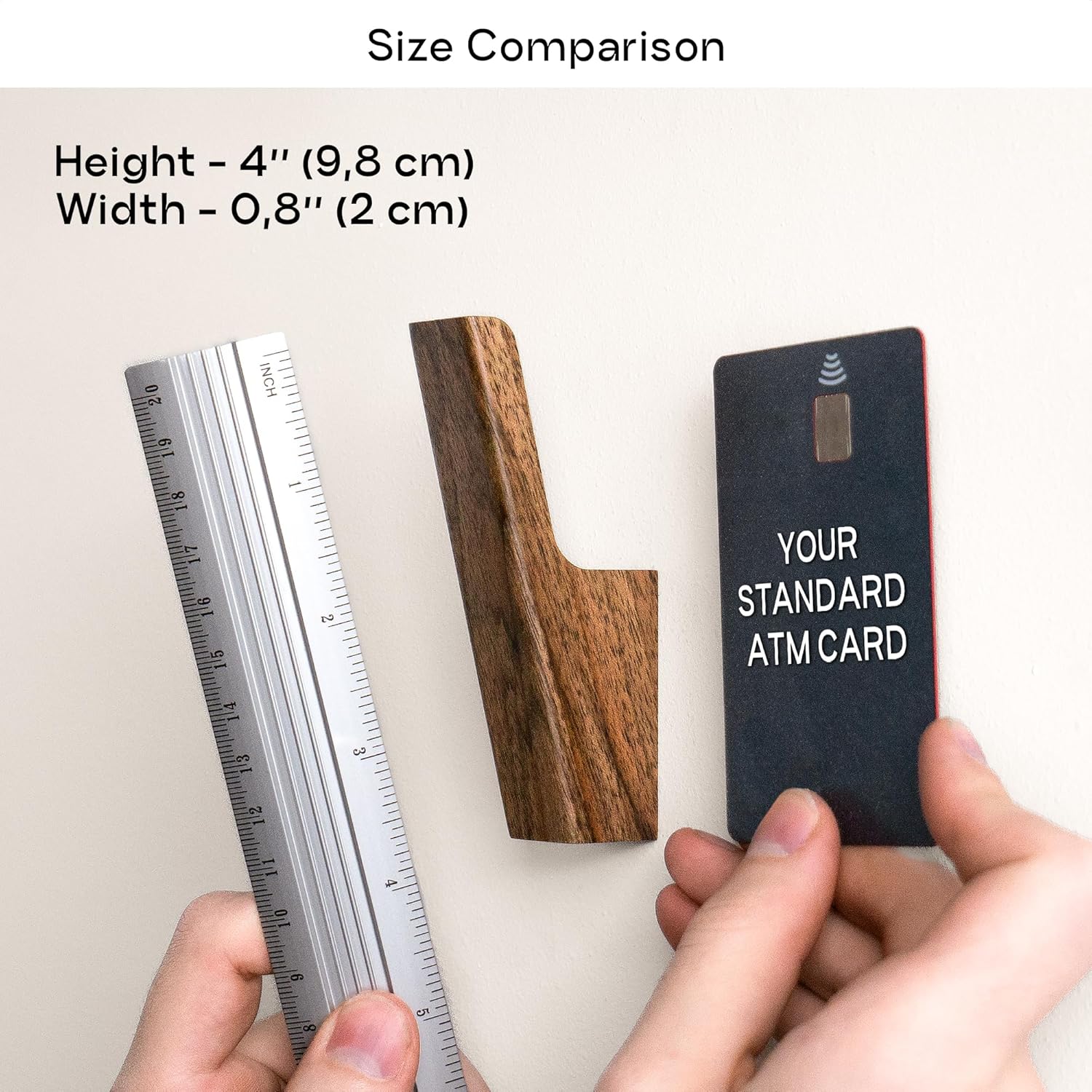 Wall Hooks - Set of 4 - Dark Walnut or Light Ash Wood Coat Hooks for Hanging Hat, Purse, Backpack, Bag, Jacket. Modern Farmhouse Decor for Wall and Practical Entryway Hooks (Walnut Wood)