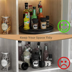 13" Lazy Susan Turntable Organizer for Table Top, Round Wooden Lazy Susan for Cabinet Kitchen Decor Centerpieces Coffee Table, Storage Condiments Spices, Bathroom Vanity Tray for Soap, Black