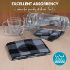 Native Fab Buffalo Check Kitchen Dish Towels, 4 Pack, Cotton, Durable, Washable 16"x26" - Tea Towel, Soft Absorbent Cleaning Towels, Hand Towels with Hanging Loop - Black, Grey