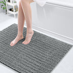 Arotive Luxury Chenille Bathroom Rug Mat, Extra Soft Thick Absorbent Shaggy Bath Rugs, Non-Slip Machine Wash Dry, Plush Bath Mats for Bathroom, Shower and Tub, 40x32, Grey