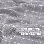 Homaxy 100% Cotton Terry Kitchen Towels(Light Grey, 13 x 28 inches), Checkered Designed, Soft and Super Absorbent Dish Towels, 12 Pack