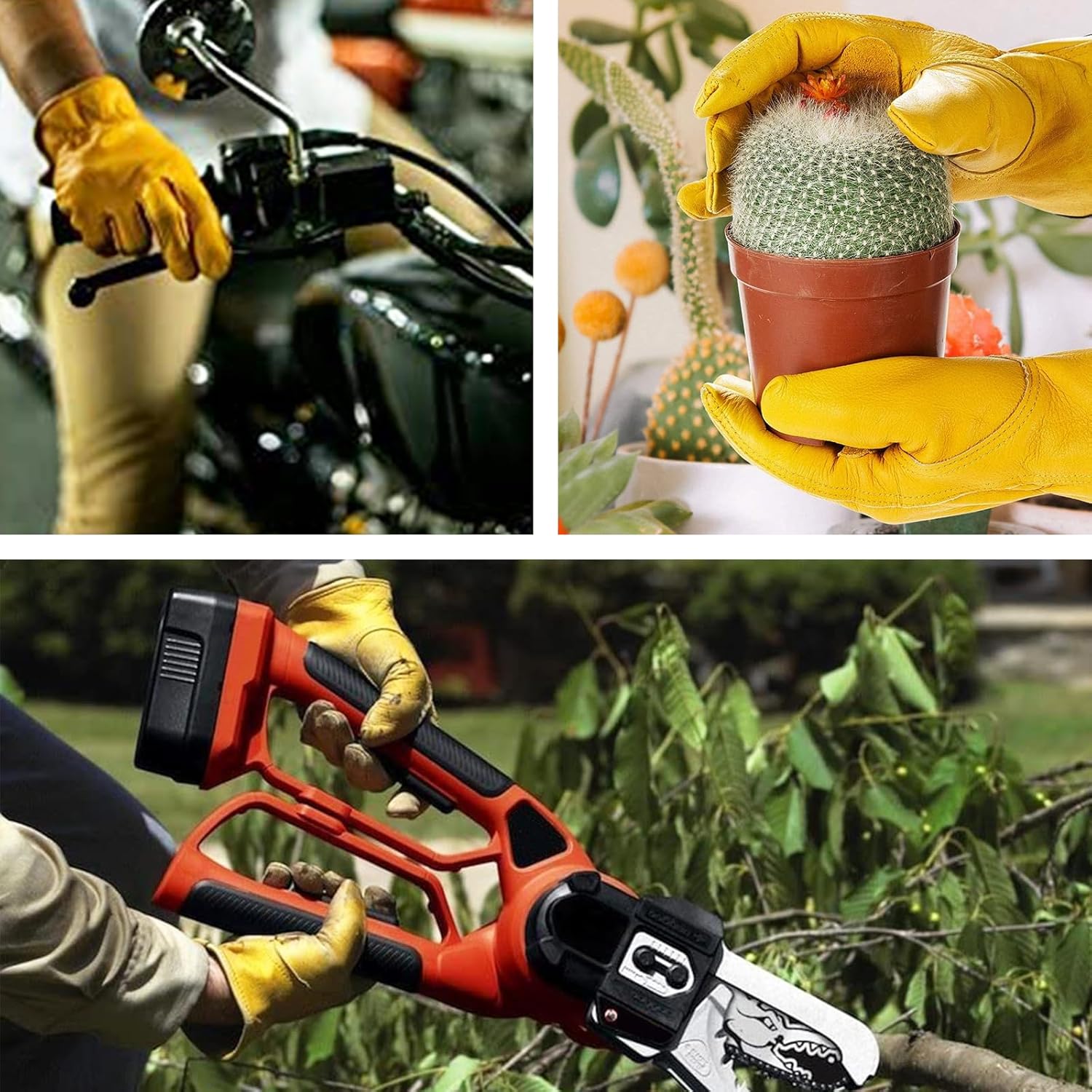 Leather Work Gloves for Men & Women, Reinforced Durable Gardening Gloves,Cowhide Work Gloves,Puncture & Cut Resistant