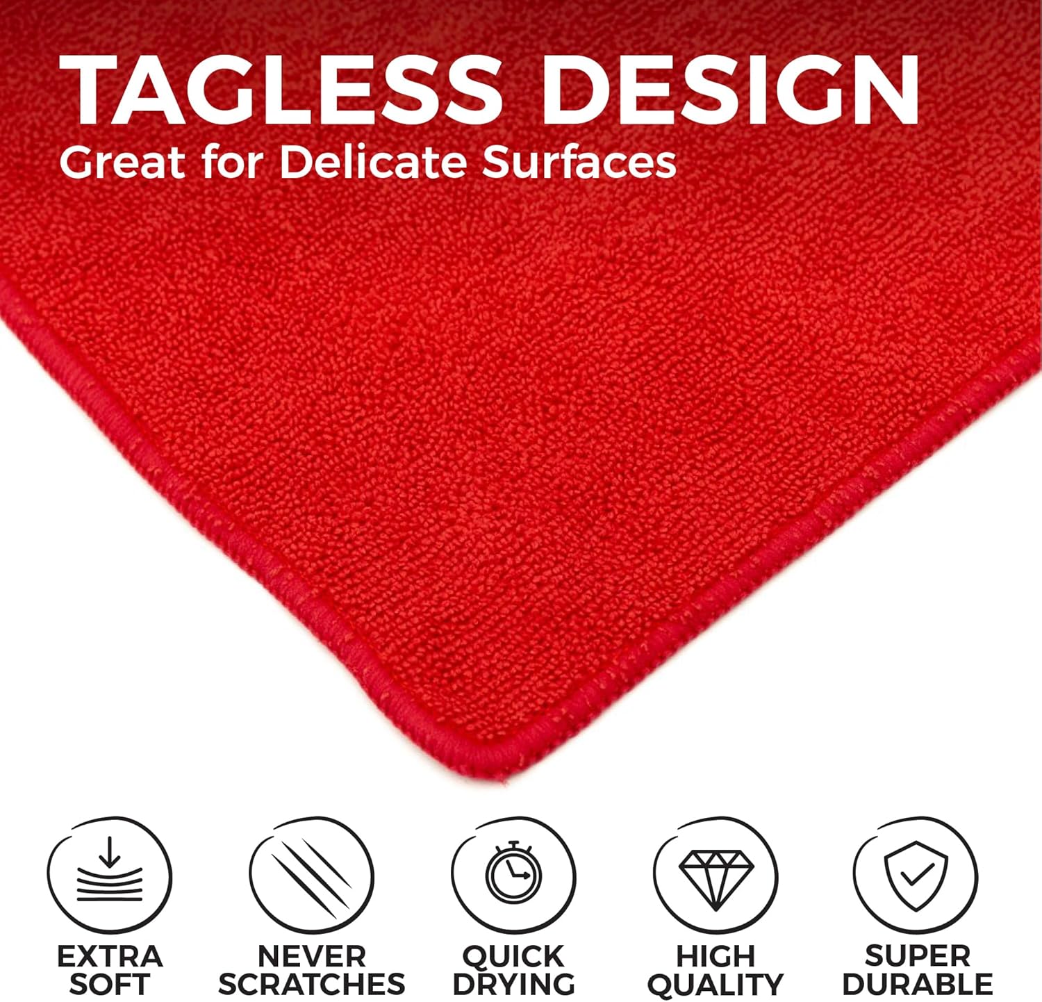 The Rag Company - All-Purpose Microfiber Terry Cleaning Towels - Commercial Grade, Highly Absorbent, Lint-Free, Streak-Free, Kitchens, Bathrooms, 300gsm, 16in x 16in, Red + Grey + Black (12-Pack)