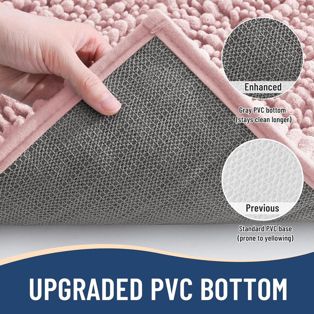 Arotive Luxury Chenille Bathroom Rug Mat, Extra Soft Thick Absorbent Shaggy Bath Rugs, Non-Slip Machine Wash Dry, Plush Bath Mats for Bathroom, Shower and Tub, 24x16, Dirty Pink