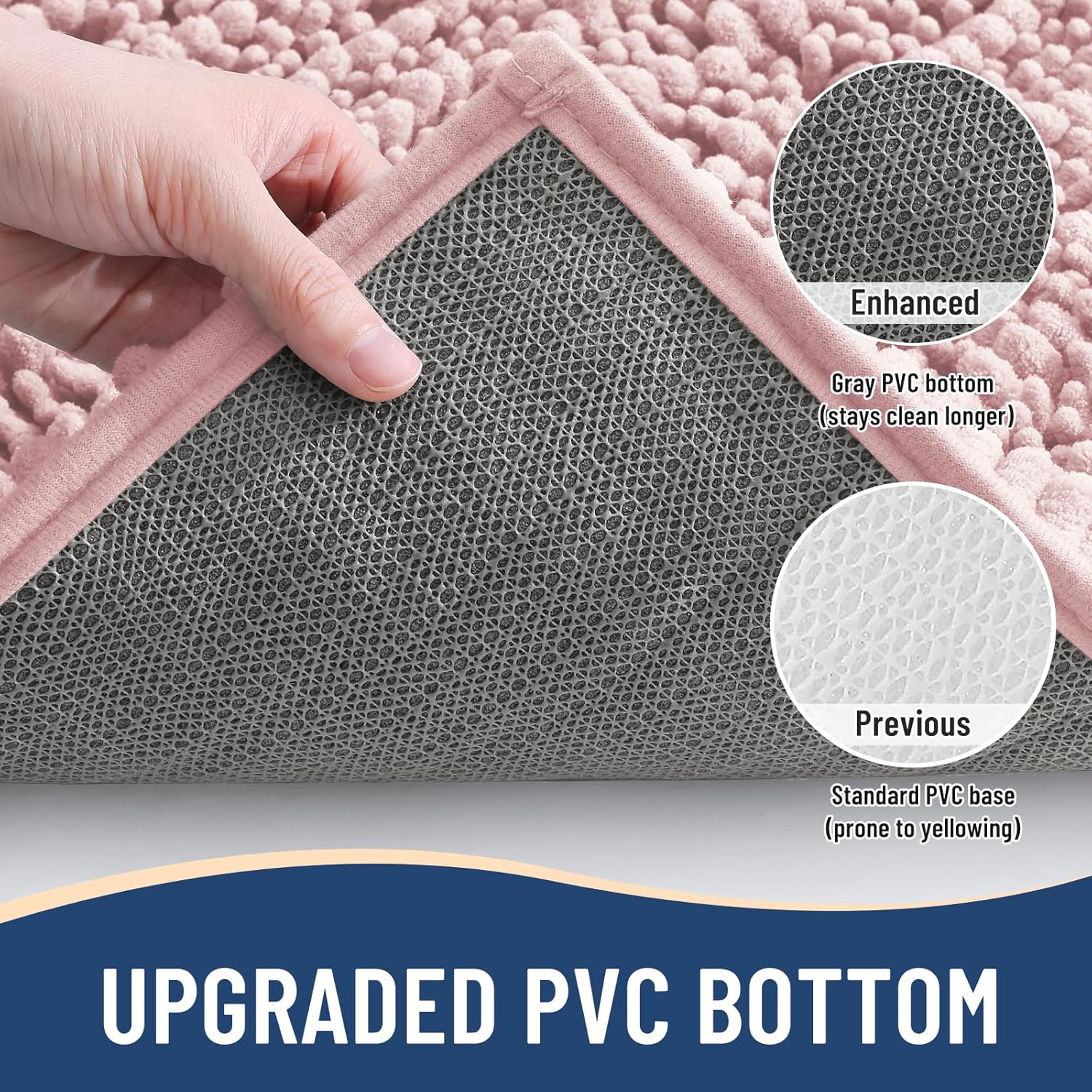 Arotive Luxury Chenille Bathroom Rug Mat, Extra Soft Thick Absorbent Shaggy Bath Rugs, Non-Slip Machine Wash Dry, Plush Bath Mats for Bathroom, Shower and Tub, 24x16, Dirty Pink