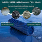 Oceanfoam Ripple Travel Foam Roller (11" x 3.35") Firm Mini Foam Roller for Physical Therapy, Deep Tissue Massage, Back Pain - High Density, Ergonomic Wave Textured - Yoga, Exercise (Royal Blue)